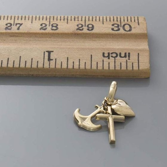 14k Yellow Gold Moveable Anchor, Cross, Heart, (Hope, Faith, Love) Charm Pendant - Picture 7 of 11